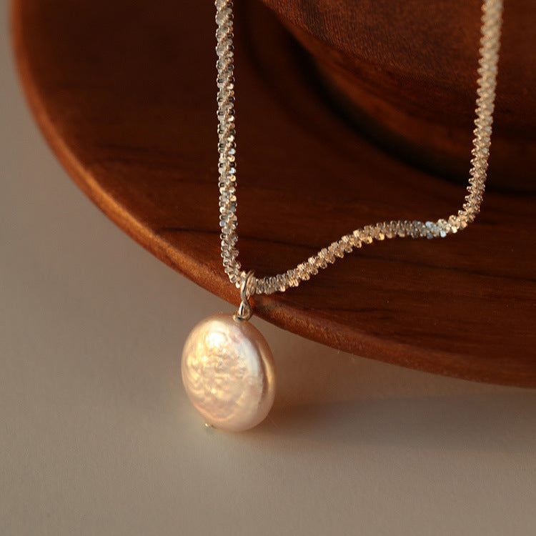 Elegant S925 Sterling Silver Baroque Pearl Necklace - Minihomy