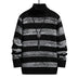 High-neck Men's Autumn And Winter Long-sleeved Trendy Slim Striped Sweater - Minihomy