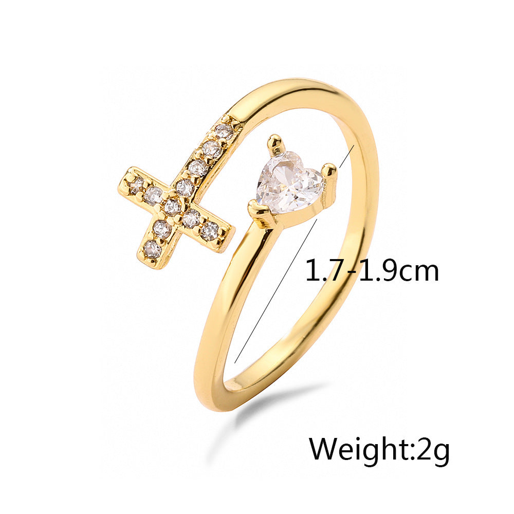 Cross Evil Eye Ring for Women - Clear CZ Zircon, Fashion Finger Jewelry - Minihomy