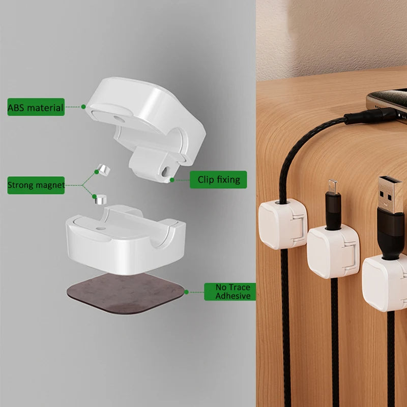 Magnetic Cable Clip - Under Desk Cable Management for Wire Organization - Minihomy