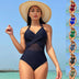 Halter-neck One-piece Swimsuit Summer Solid Color Cross-strap Design Mesh Bikini Beach Vacation Womens Clothing - Minihomy