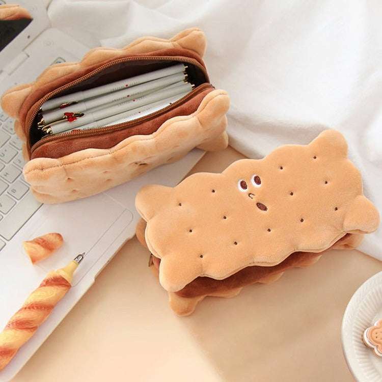 Cute Sandwich Biscuit Plush Pencil Case