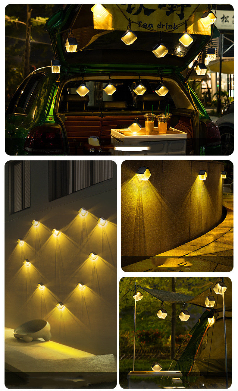 Outdoor Solar Ice Brick Chandelier - Dual Color LED Lights - Minihomy