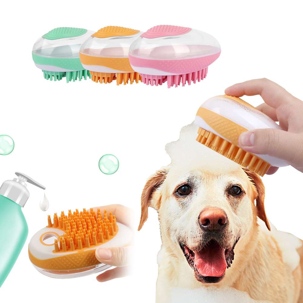 Dog Cat Bath Brush 2-in-1 Pet SPA Massage Comb Soft Silicone Pets Shower Hair Grooming Cmob Dog Cleaning Tool Pet Products - Minihomy