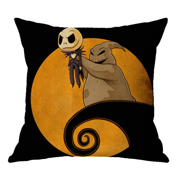 Linen Skull Halloween Pillow Cover - Minihomy