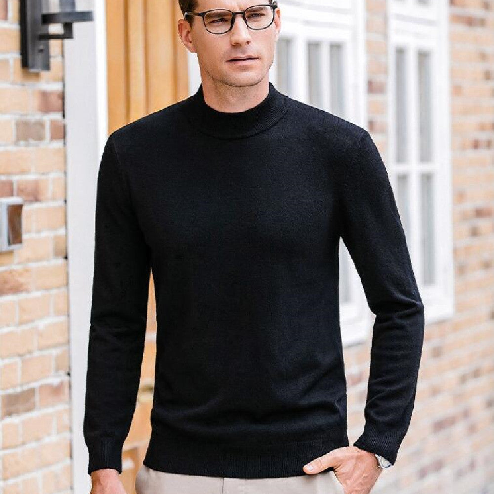 Fall Winter Men Half-Collar Wool Sweater - Minihomy