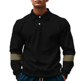 Fashion Long-sleeved Lapel Polo Shirt With Button Men's Loose Casual Sports Top Fall Spring Clothing