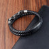 Black Genuine Leather Chain Bracelet with Magnetic Buckle - Minihomy