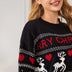 Cute Elk Heart Print Sweater Women Pullover Christmas Knitted Sweater Winter Tops - Minihomy