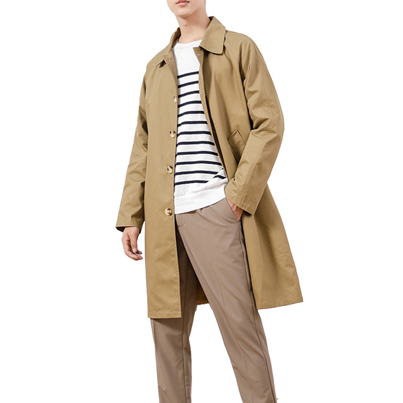 Men's Single-breasted Casual Mid-length Trench Coat: Your Stylish Companion - Minihomy