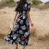 Floral Summer Beach Dress With V Neck Elastic Waist Dresses For Women - Minihomy