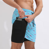 Gradient Printed Beach Shorts - Double Layer Casual Sport Shorts - Minihomy