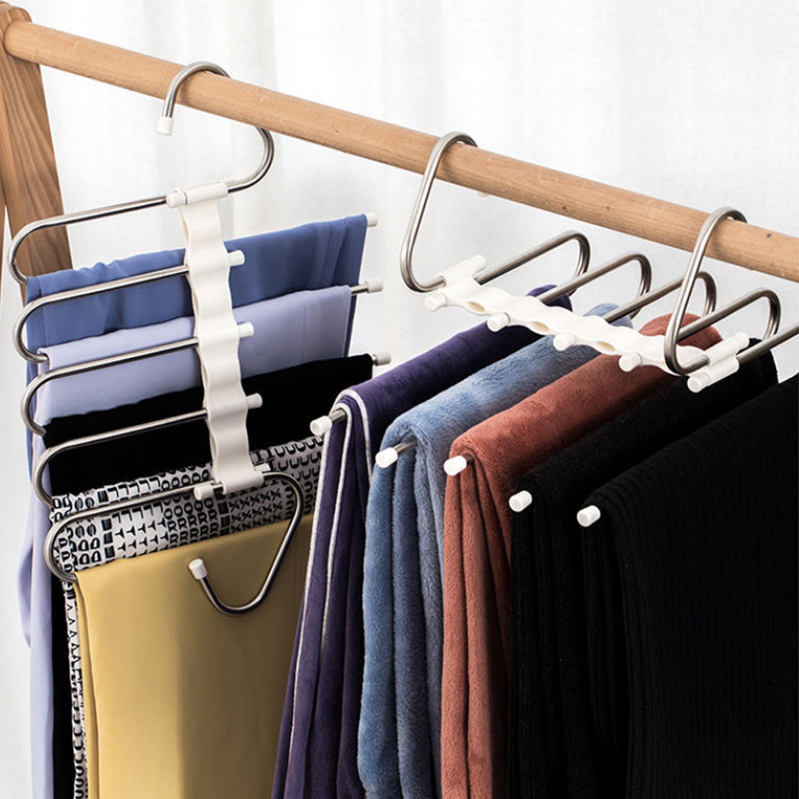 5-in-1 Multifunctional Wardrobe Hangers - Stainless Steel Clothes Hangers for Pants, Shirts, & More - Minihomy