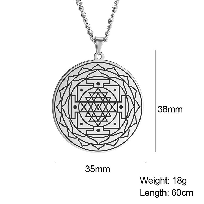 Mandala Flower Pendant Necklace - Stainless Steel Sacred Geometry Necklaces - Minihomy