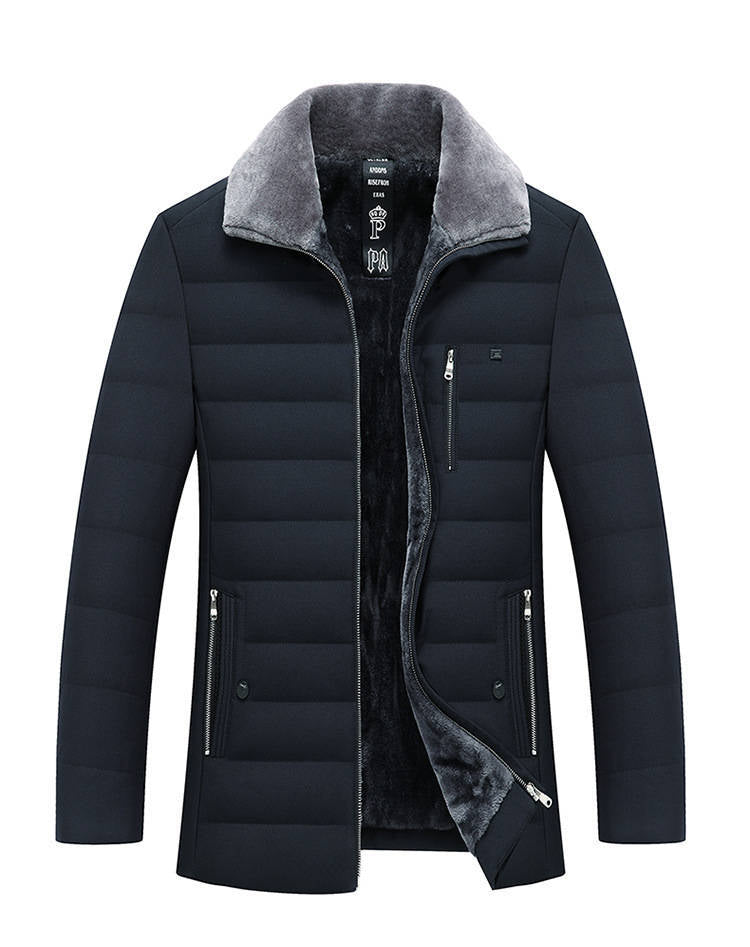 Men Lapel Short Padded Jacket Plus Velvet - Minihomy