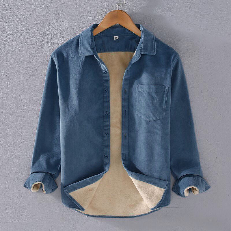 Men's Square Collar Cotton Corduroy Padded Shirt - Minihomy