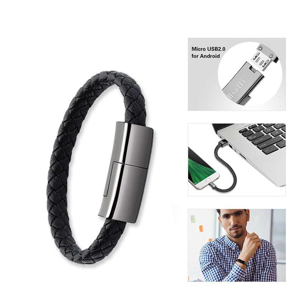 Bracelet Charger USB Charging Cable - Wearable Data Cable for iPhone 14, 13 Max, and Android Devices - Minihomy