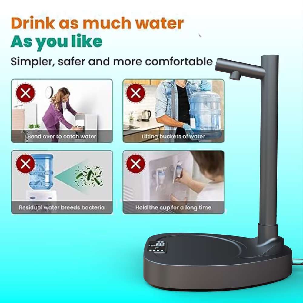 Automatic Water Dispenser for Desk - Rechargeable Water Bottle with Stand - Minihomy