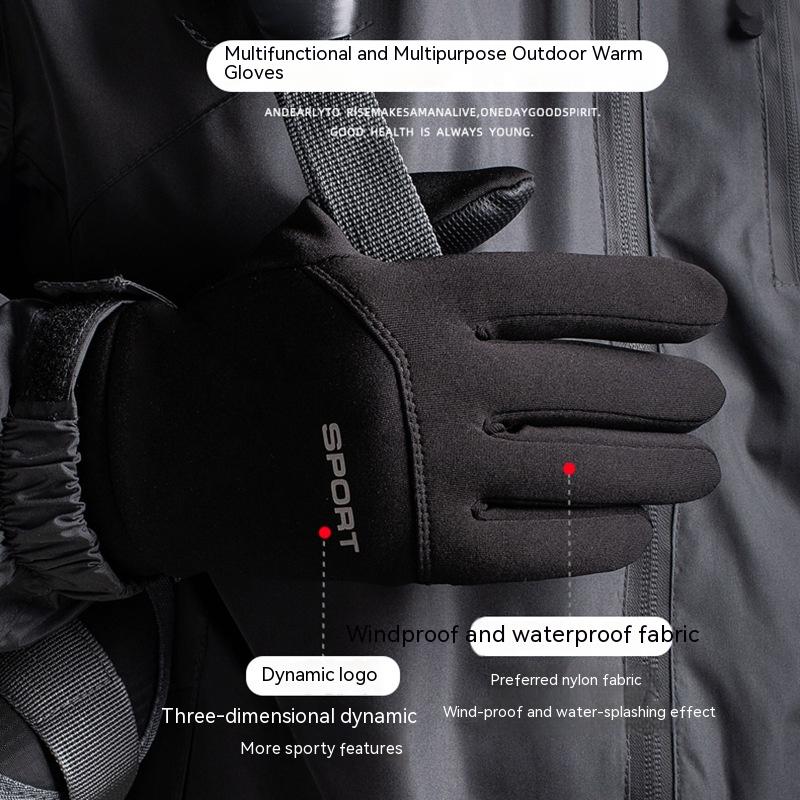 Outdoor Waterproof Autumn And Winter Fleece-lined Thermal Touch Screen Gloves - Minihomy