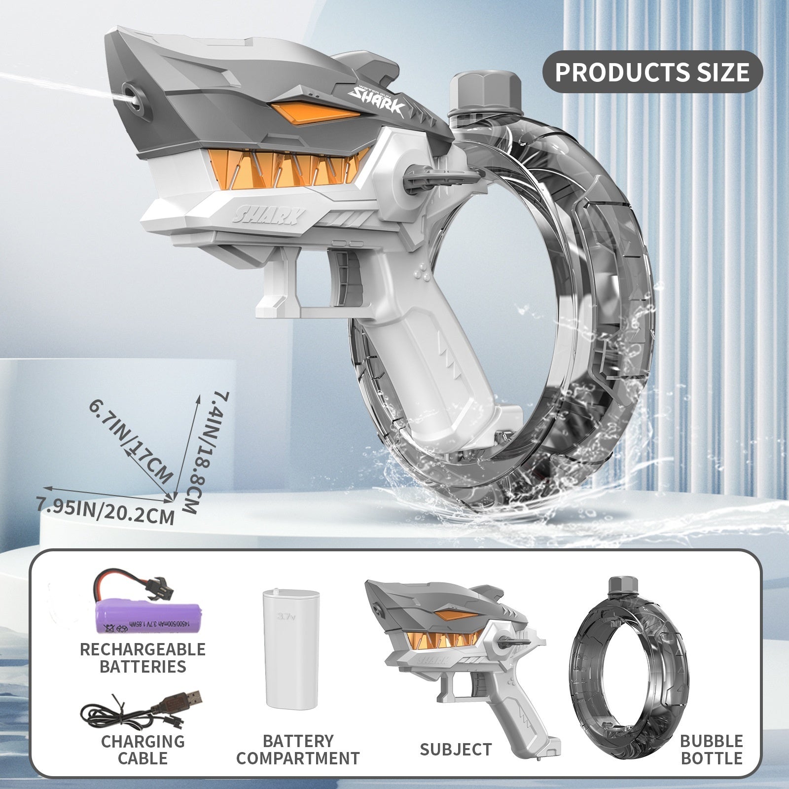 Çocuklar İçin Shark Elektrikli Su Oyuncakları - Otomatik Sürekli Su Püskürtme, Büyük Kapasiteli Plaj Oyuncağı