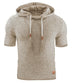 Mens Hooded Sweatshirt Short Sleeve Solid Knitted Hoodie Pullover Sweater - Minihomy