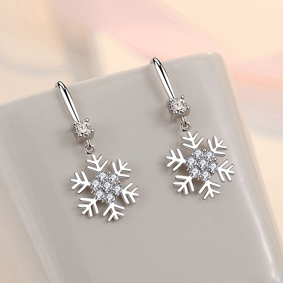 Snowflake Rhinestone Earrings - Personalized Christmas Gift for Women