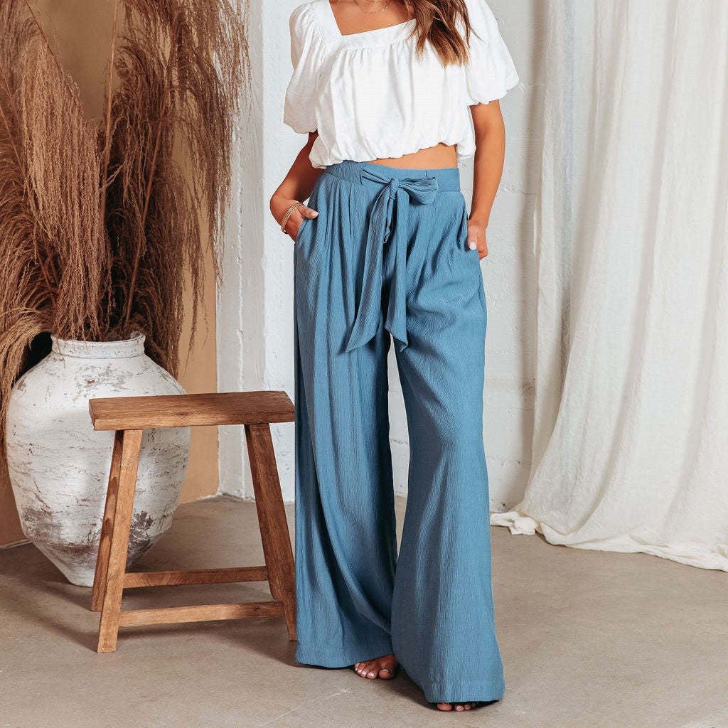 Casual Pants Women's High Waist Wide Leg Pants - Minihomy