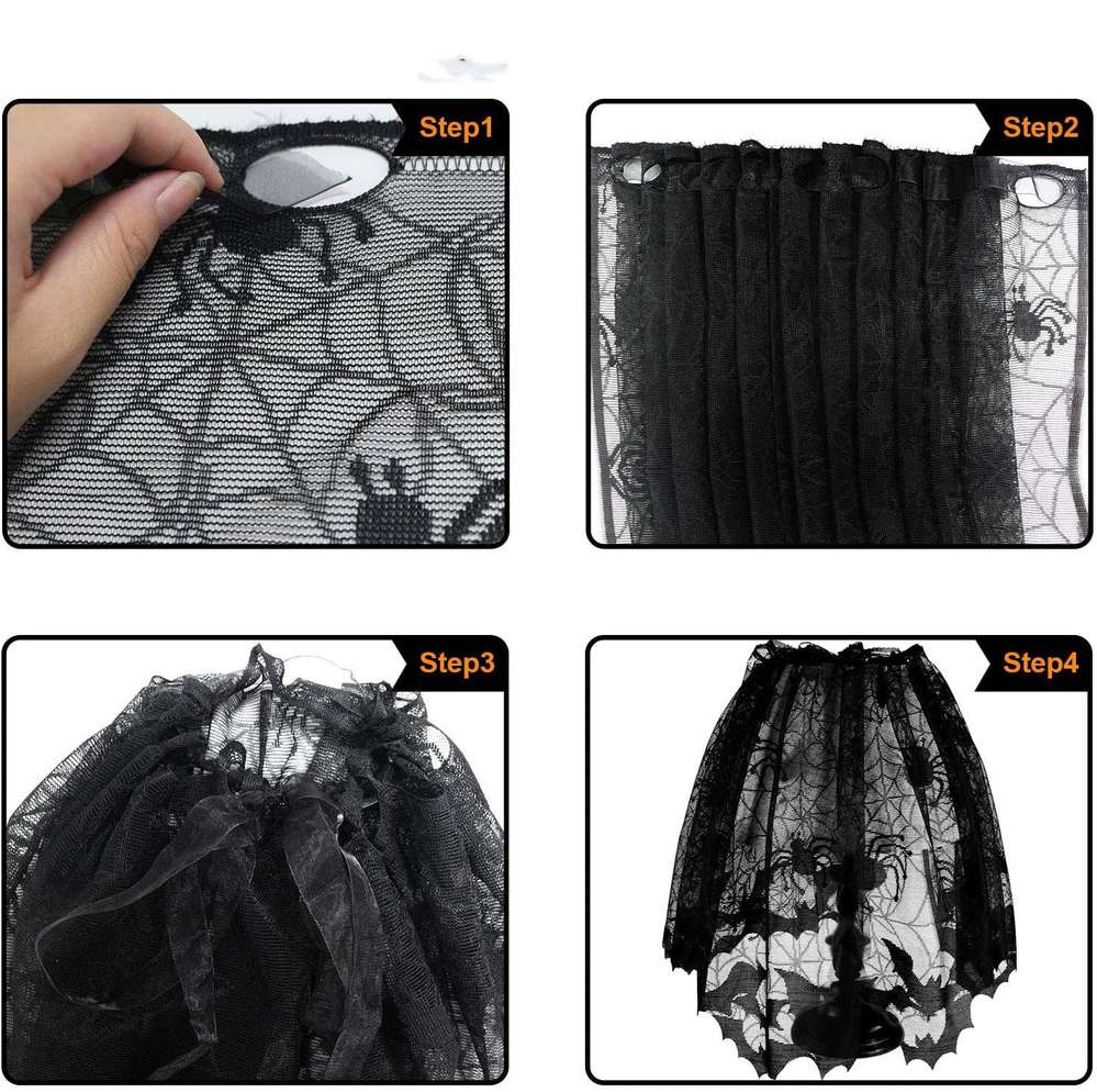 Halloween Lampshade Black Lace Spider Mesh - Minihomy