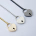 Adjustable Heart Lock Cuban Chain Necklace with Key - Silver/Gold - Minihomy