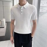 Men's New Young Business Jacquard Knitted Short-sleeved T-shirt - Minihomy