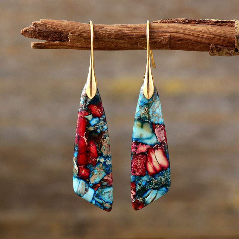 Bohemian Emperor Stone Geometric Pendant Earrings - Minihomy