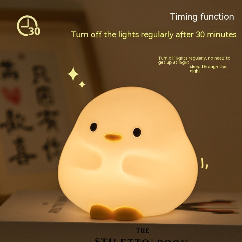 Cute Duck LED Night Light - USB Rechargeable Touch Sensor Bedside Lamp for Kids - Minihomy