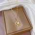 Light Luxury Full Diamond Micro Inlaid Zircon Pearl Rotating Flower Necklace - Minihomy