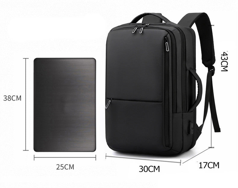 Men's Solid Color Business Lightweight Expansion Computer Backpack - Minihomy