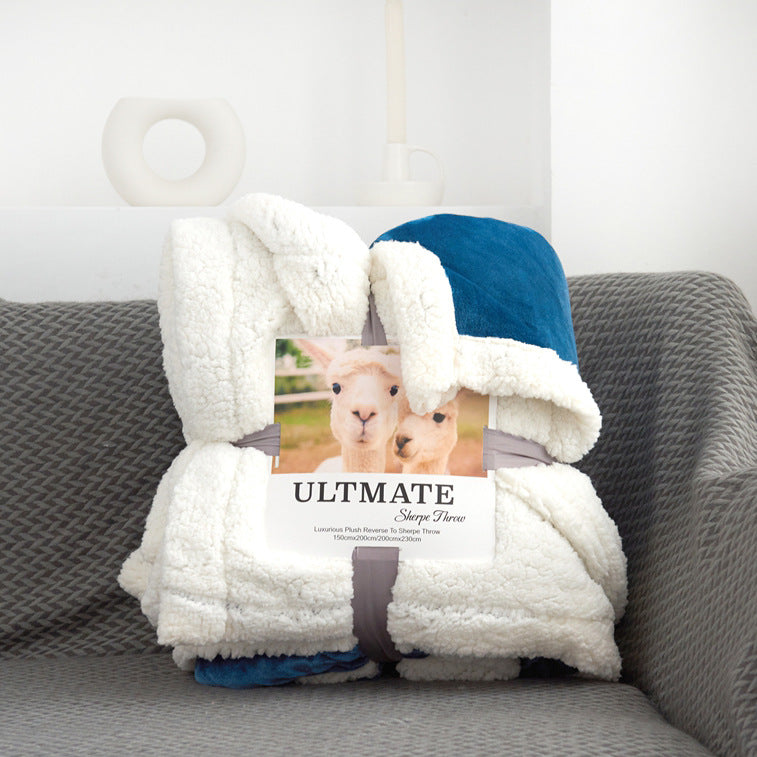 Double-layer Thick Warm Lamb Wool Blanket - Minihomy