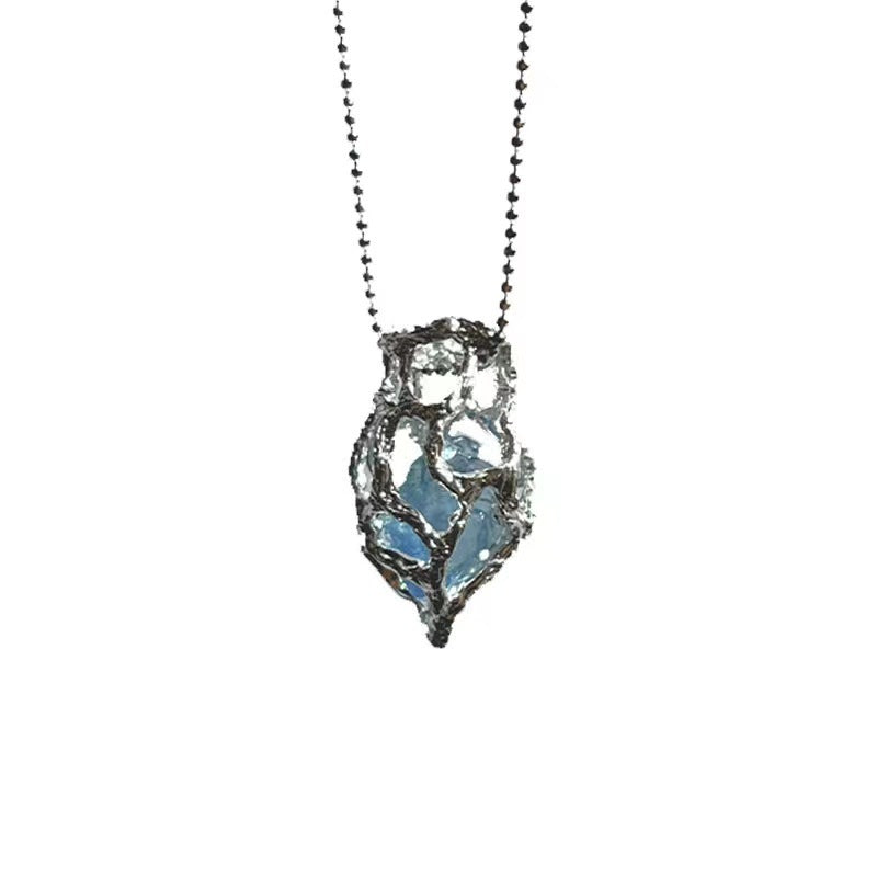 Blue Ice Heart Necklace For Women - Minihomy