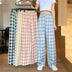 Plaid Wide Leg Pants Women Casual Pants - Minihomy