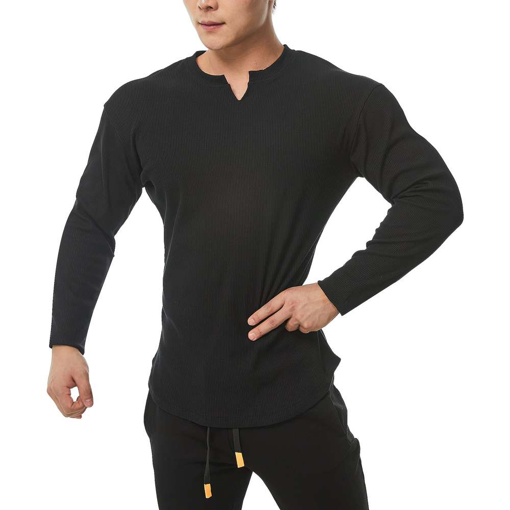 Autumn Men's Long-sleeved V-neck T-shirt - Minihomy