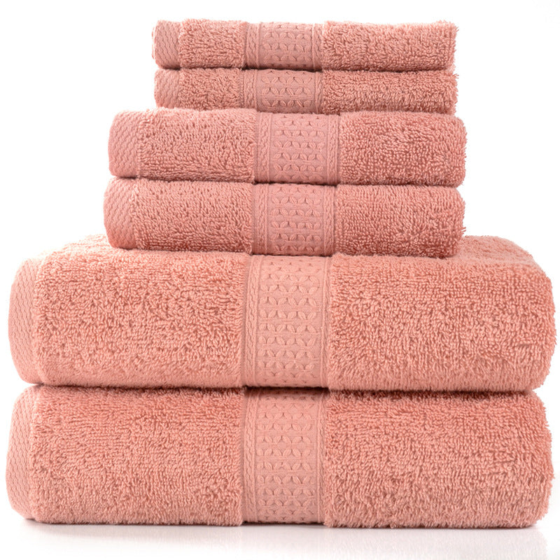 Home Simple Cotton Absorbent Towel Bath Towel 6-Piece Set: Fashionable Simplicity for Your Home - Minihomy