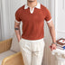 Men's Lazy Printed Japanese Solid Color Short-sleeved Polo Shirt - Minihomy