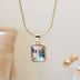 26 Letter Square Necklace Colorful Shell Luminous Pendant Chain Necklace For Women - Minihomy