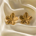 French Royal Style Dull Vintage Gold Stainless Steel Flower Metal Stud Earrings - Minihomy