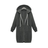 Hooded Long Sleeve Sweater Fleece Long Jacket - Minihomy