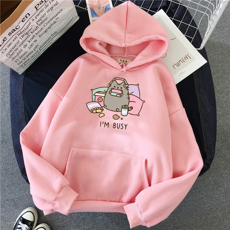 Funny Cat Hoodie Women's Harajuku Sweater - Minihomy