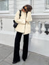 Beige Lambswool Patchwork Round Neck Warm Baggy Coat - Minihomy