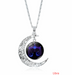 12 constellation time gemstone half moon pendant necklace - Minihomy