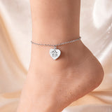 Peach Heart Pendant Anklet Silver Stainless Steel - Minihomy