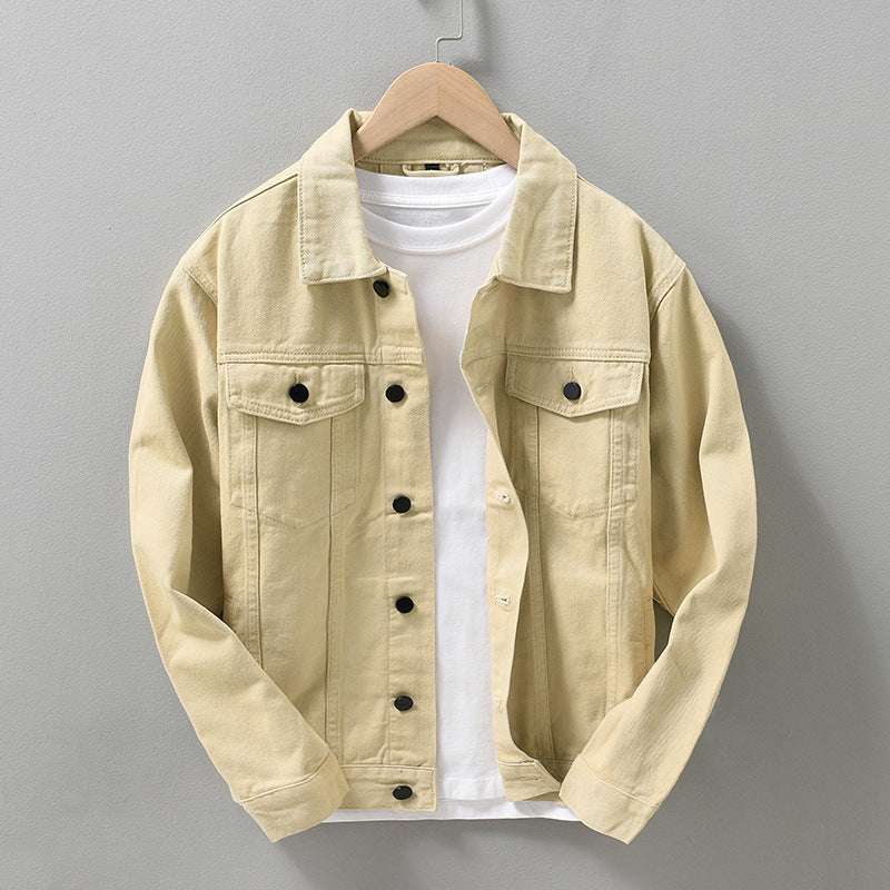 Men's French Retro Casual Solid Color Denim Jacket Shirt - Minihomy