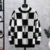 Men's Trendy Plaid Round Neck Sweater Loose - Minihomy