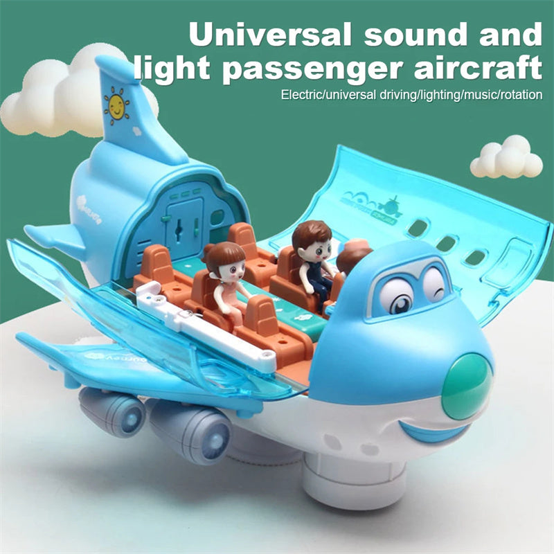 360 Rotating Electric Plane Airplane Toys For Kids Bump And Go Action Toddler Toy Plane With LED Flashing Light Sound For Boys - Minihomy